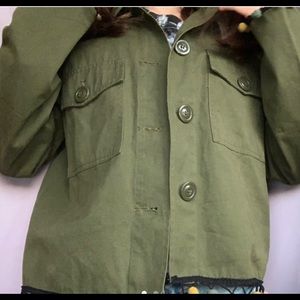 Green army jacket with Pom-poms